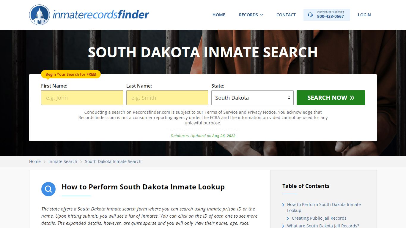 South Dakota Inmate Search - Jail & Prison Records Online - RecordsFinder